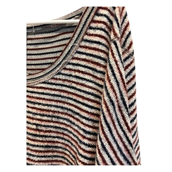 Free People Women's Long Sleeve Striped Multi Color Scoop Neck Sweater Size M - Picture 5 of 6